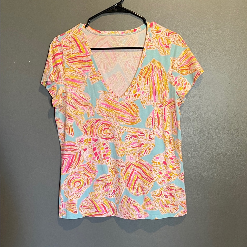 Lilly Pulitzer Pink and Blue Short Sleeve Top
